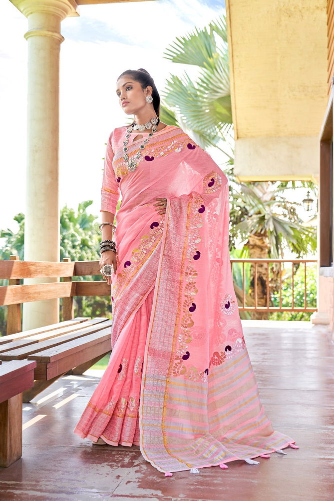 Rajyog Andaz  Latest Fancy Festive Wear Designer Rich Look Exclusive Linen Silk Saree Collection